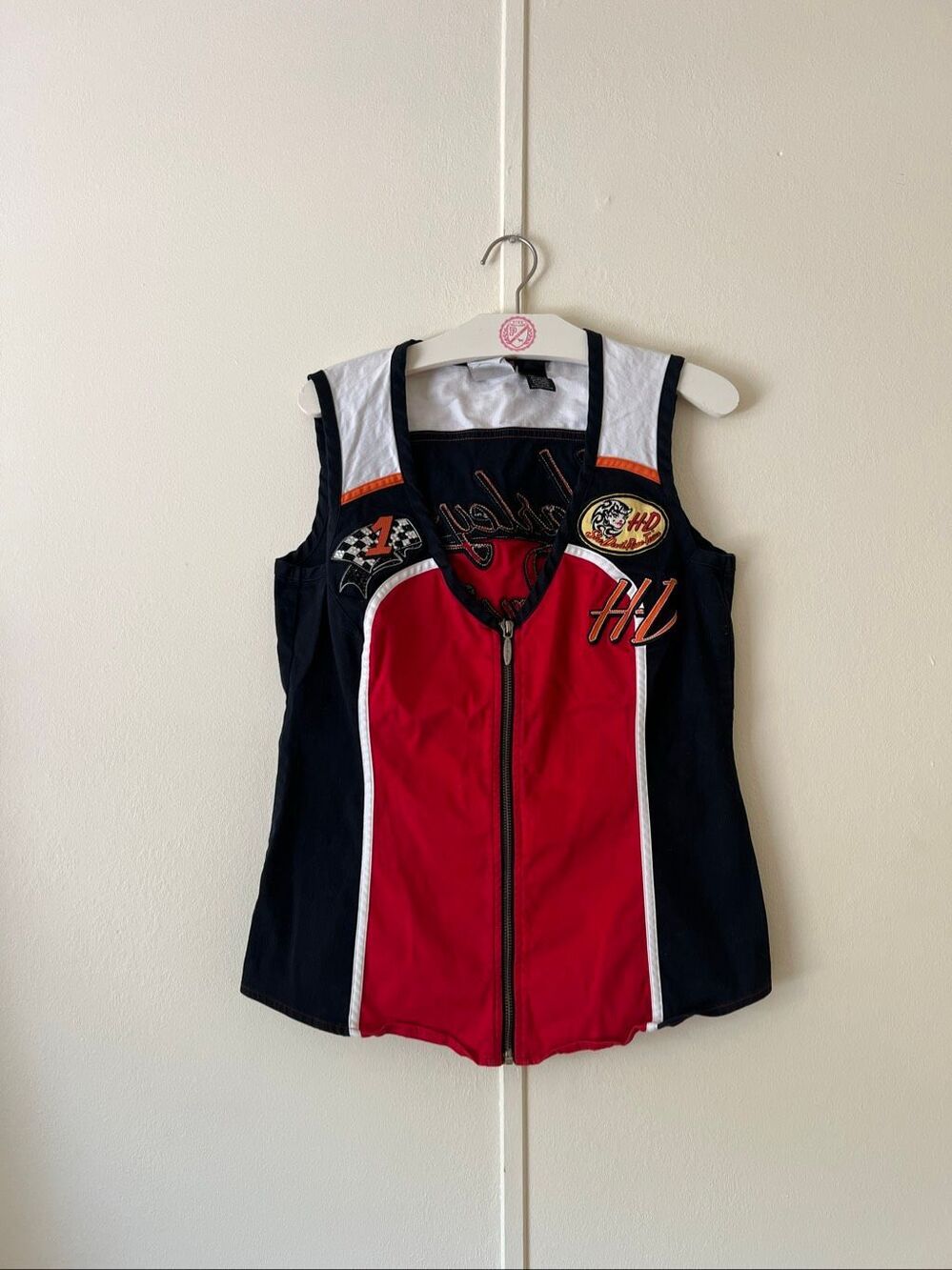 Harley Davidson Multicolor Zipper Front Top Woman’s Size Medium